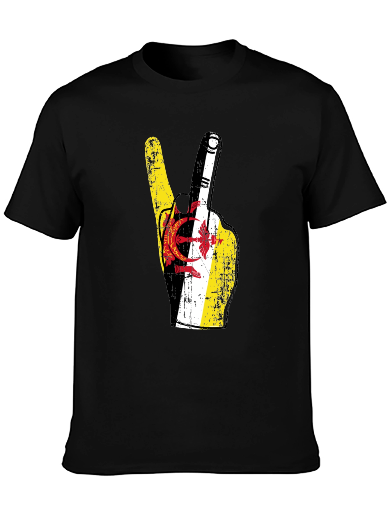 Brunei Flag Peace Sign T-Shirt - Black