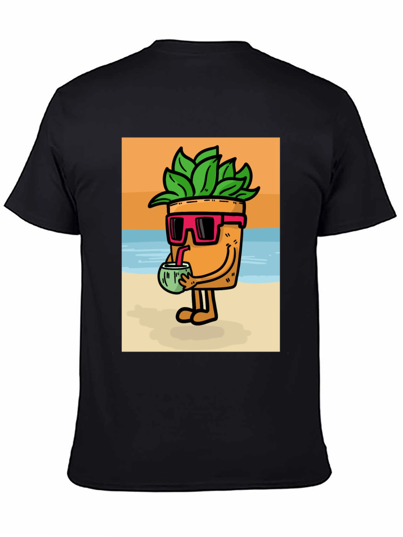 Plant Pot Character Graphic Tee - Beach Vibes