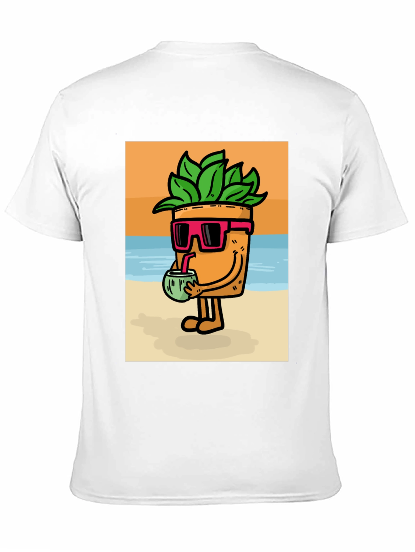 Plant Pot Character Graphic Tee - Beach Vibes