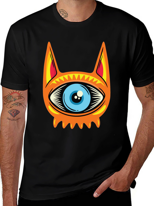 Eye Cat Graphic Black T-Shirt