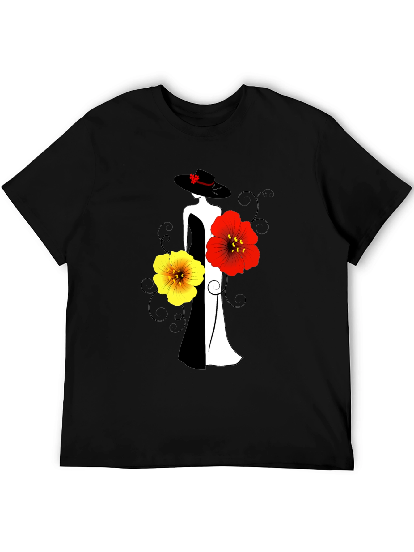 Elegant Woman & Floral Graphic Tee