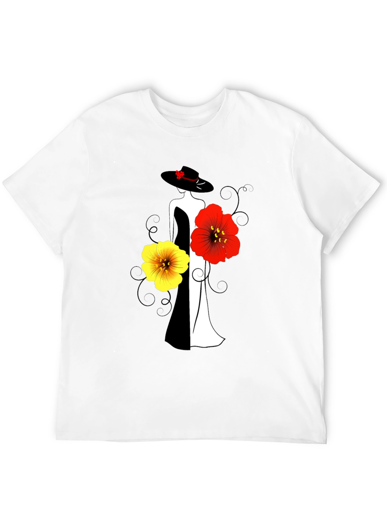 Elegant Woman & Floral Graphic Tee
