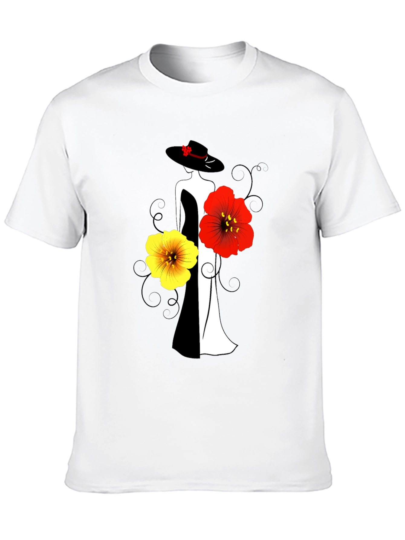 Elegant Woman & Floral Graphic Tee