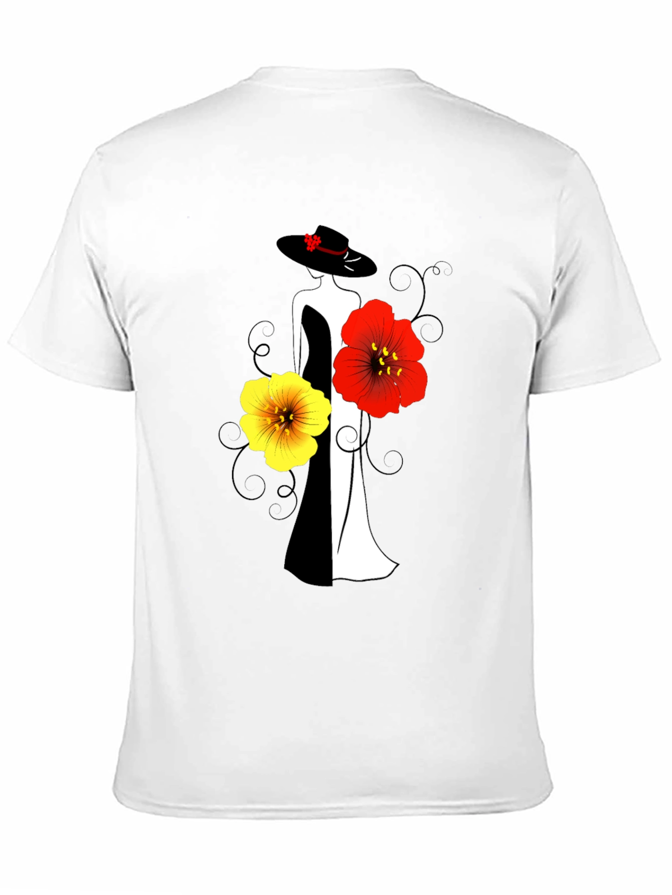 Elegant Woman & Floral Graphic Tee