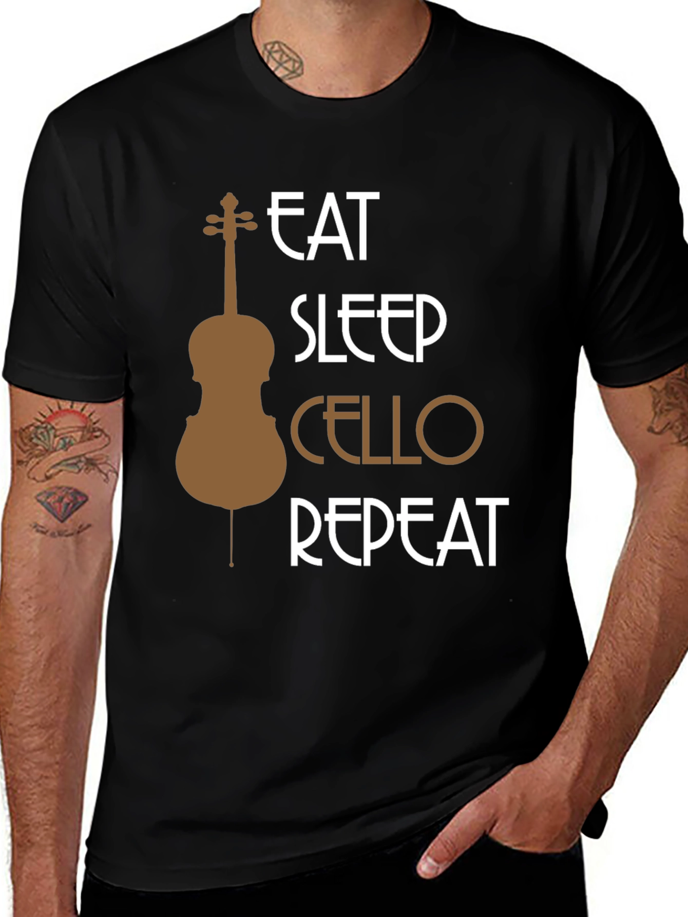 Eat Sleep Cello Repeat T-Shirt - Music Lover Tee