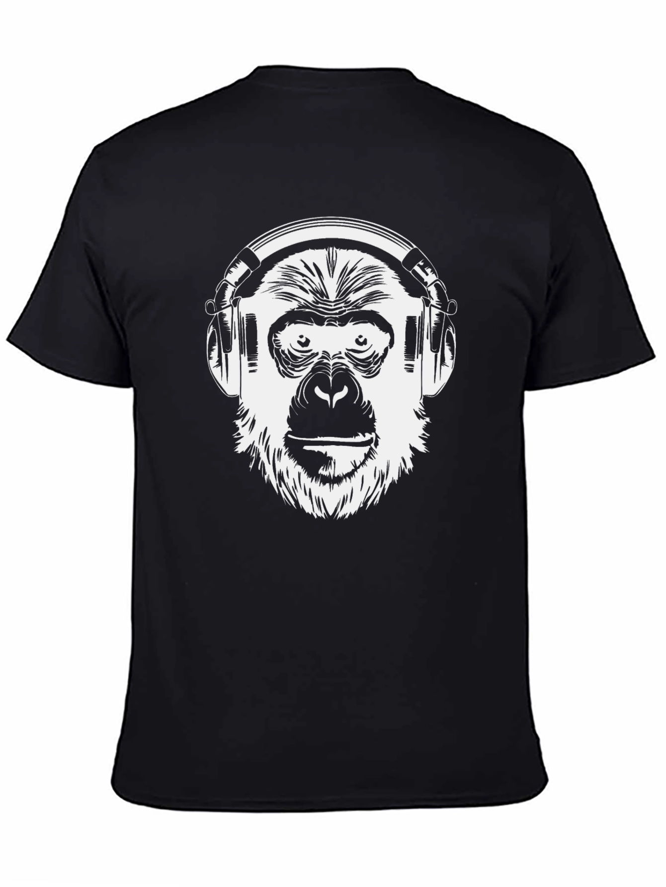 Monkey DJ Graphic T-Shirt - Black Crew Neck Tee