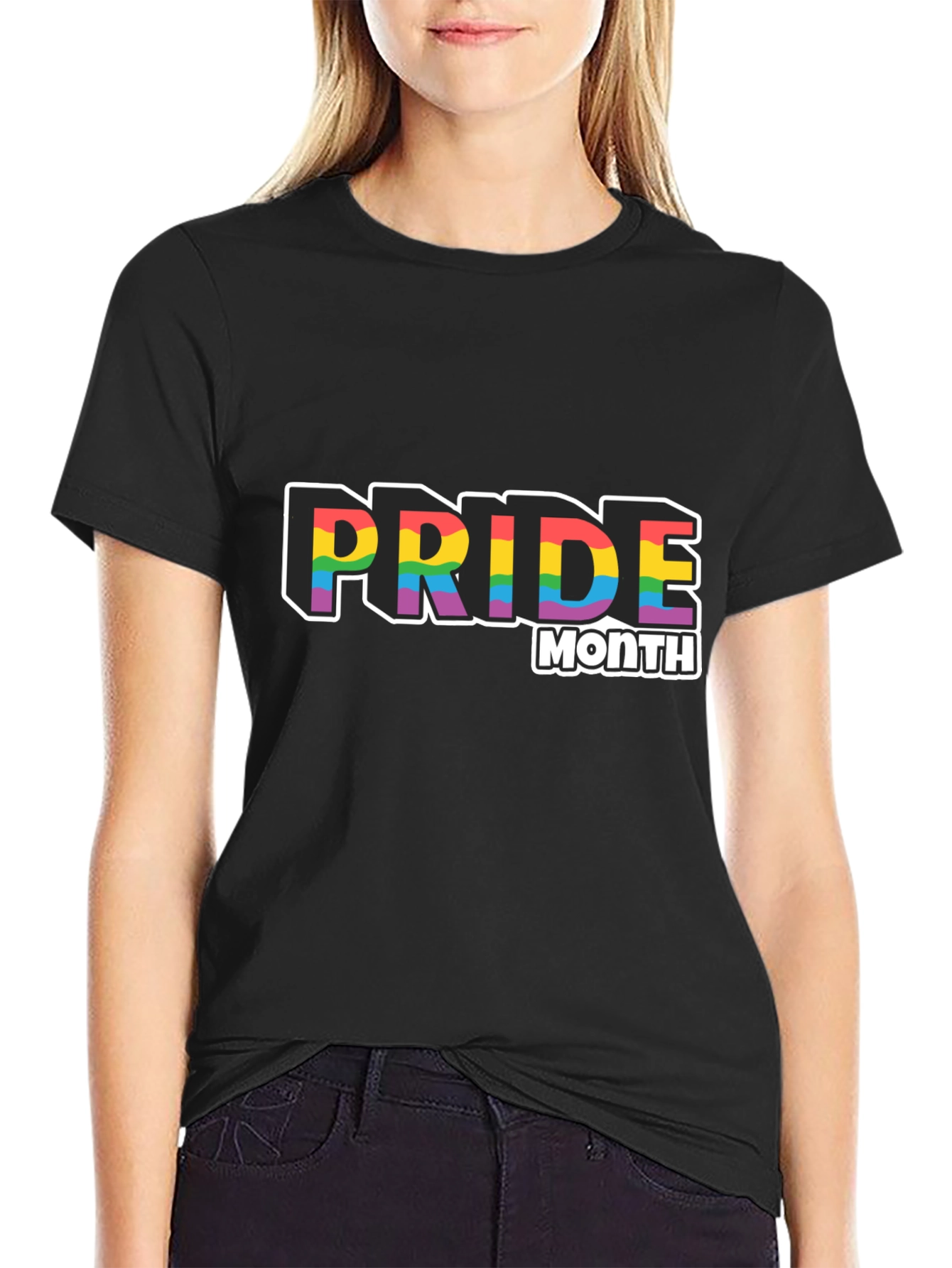 Pride Month Rainbow Graphic Black T-Shirt