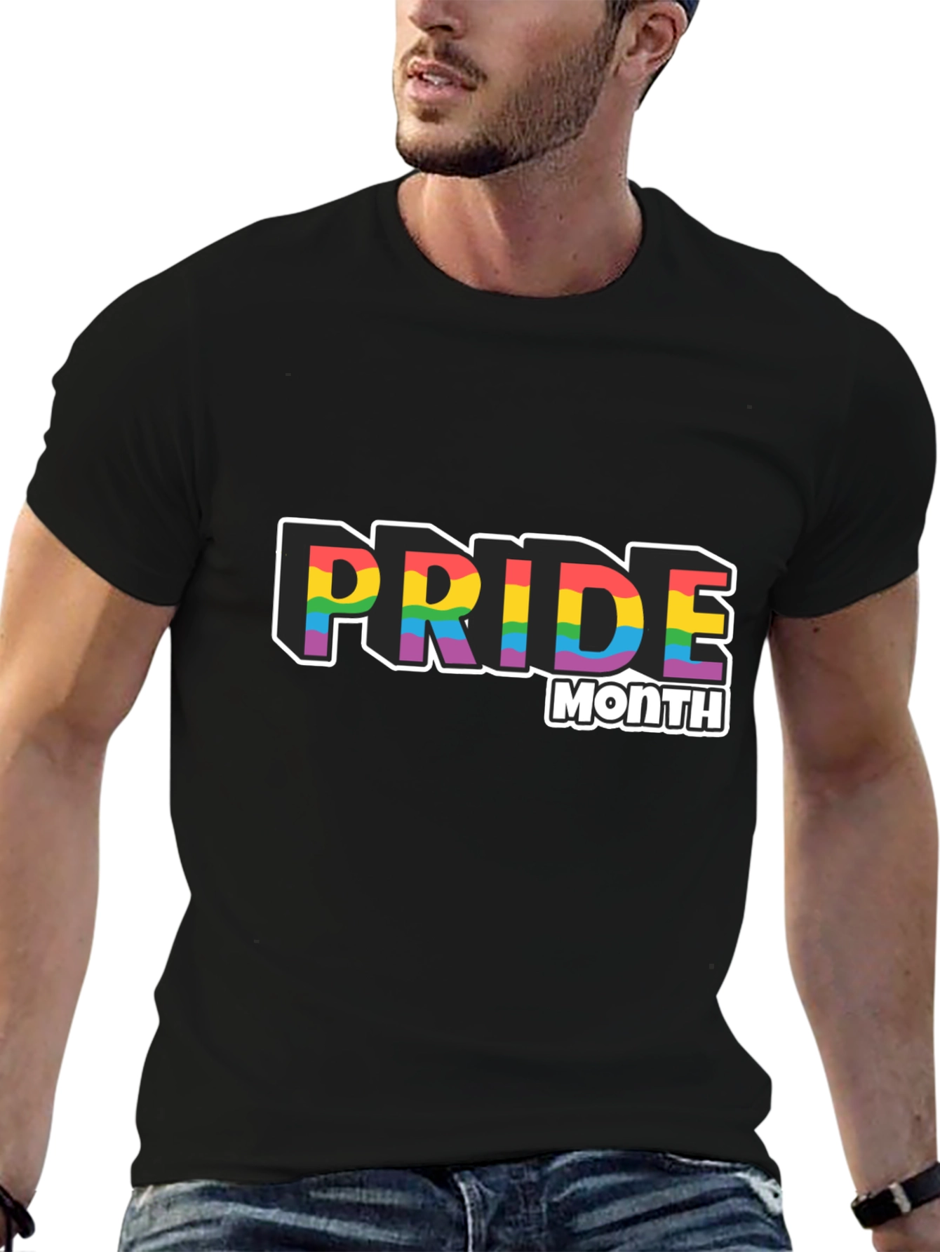 Pride Month Rainbow Graphic Black T-Shirt
