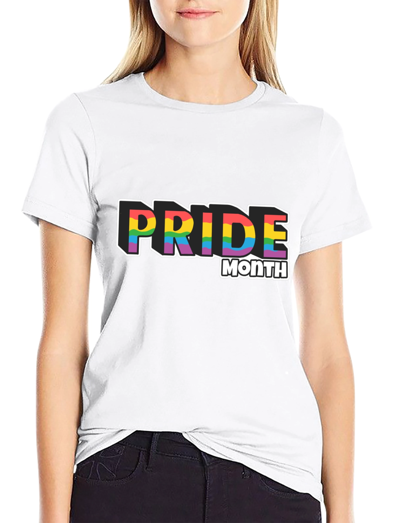 Pride Month Rainbow Graphic Black T-Shirt