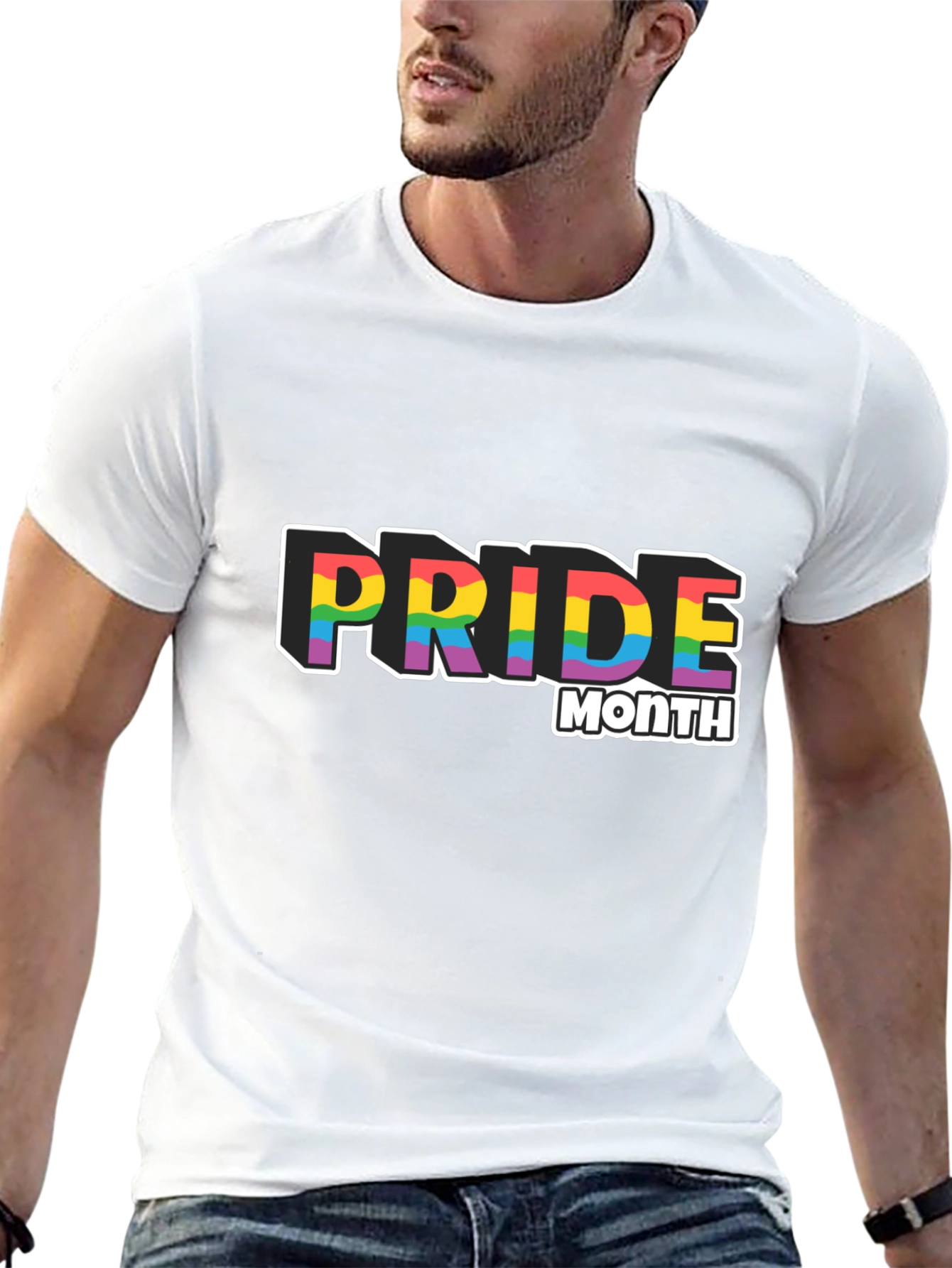 Pride Month Rainbow Graphic Black T-Shirt