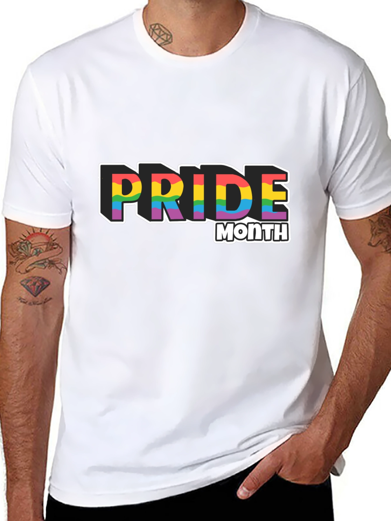 Pride Month Rainbow Graphic Black T-Shirt