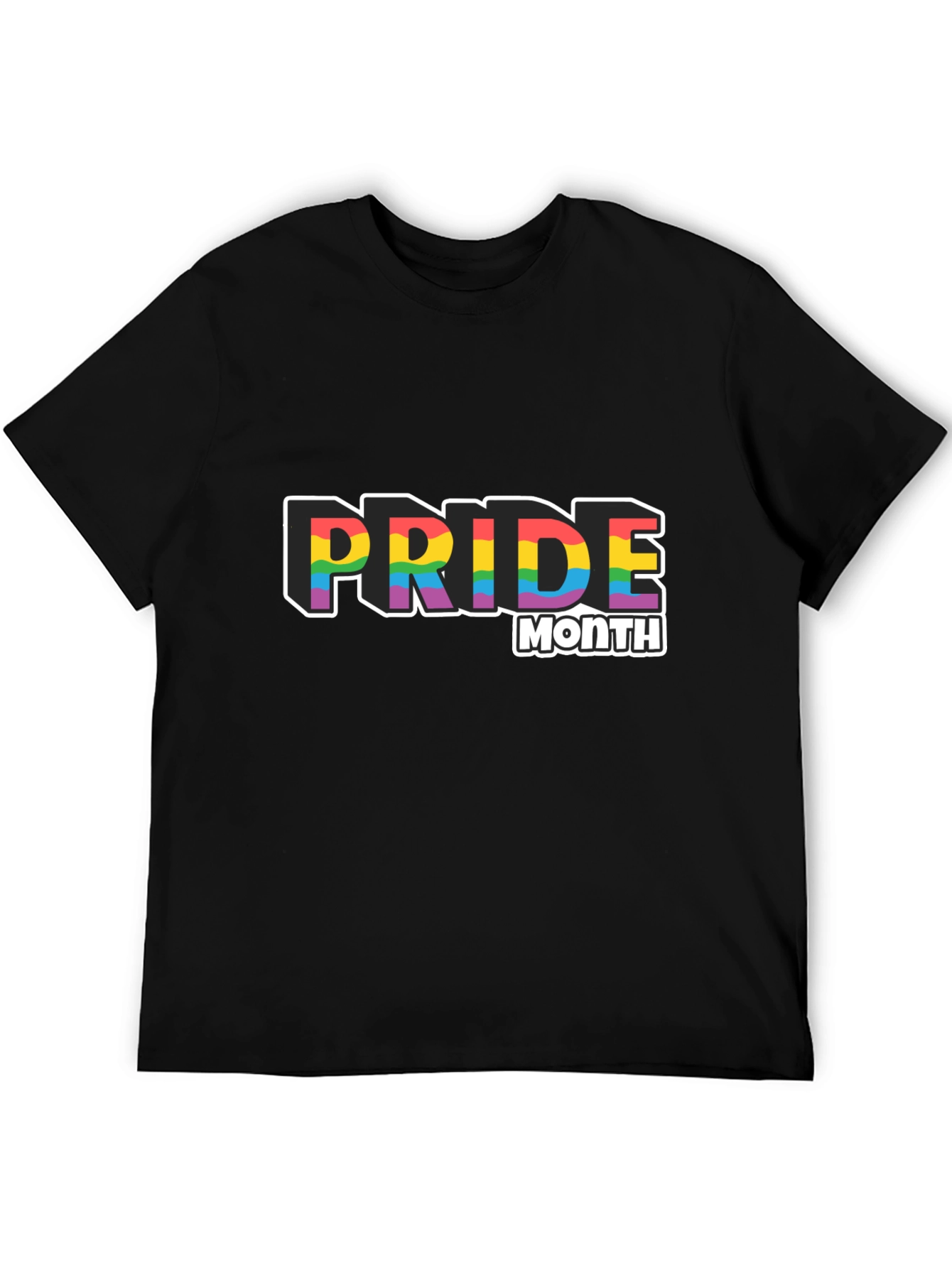 Pride Month Rainbow Graphic Black T-Shirt