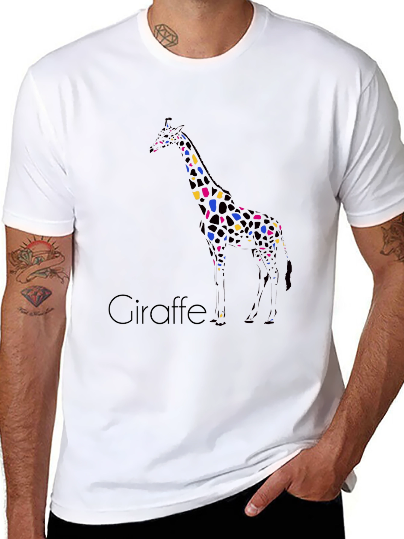 Giraffe Print Crew Neck T-Shirt