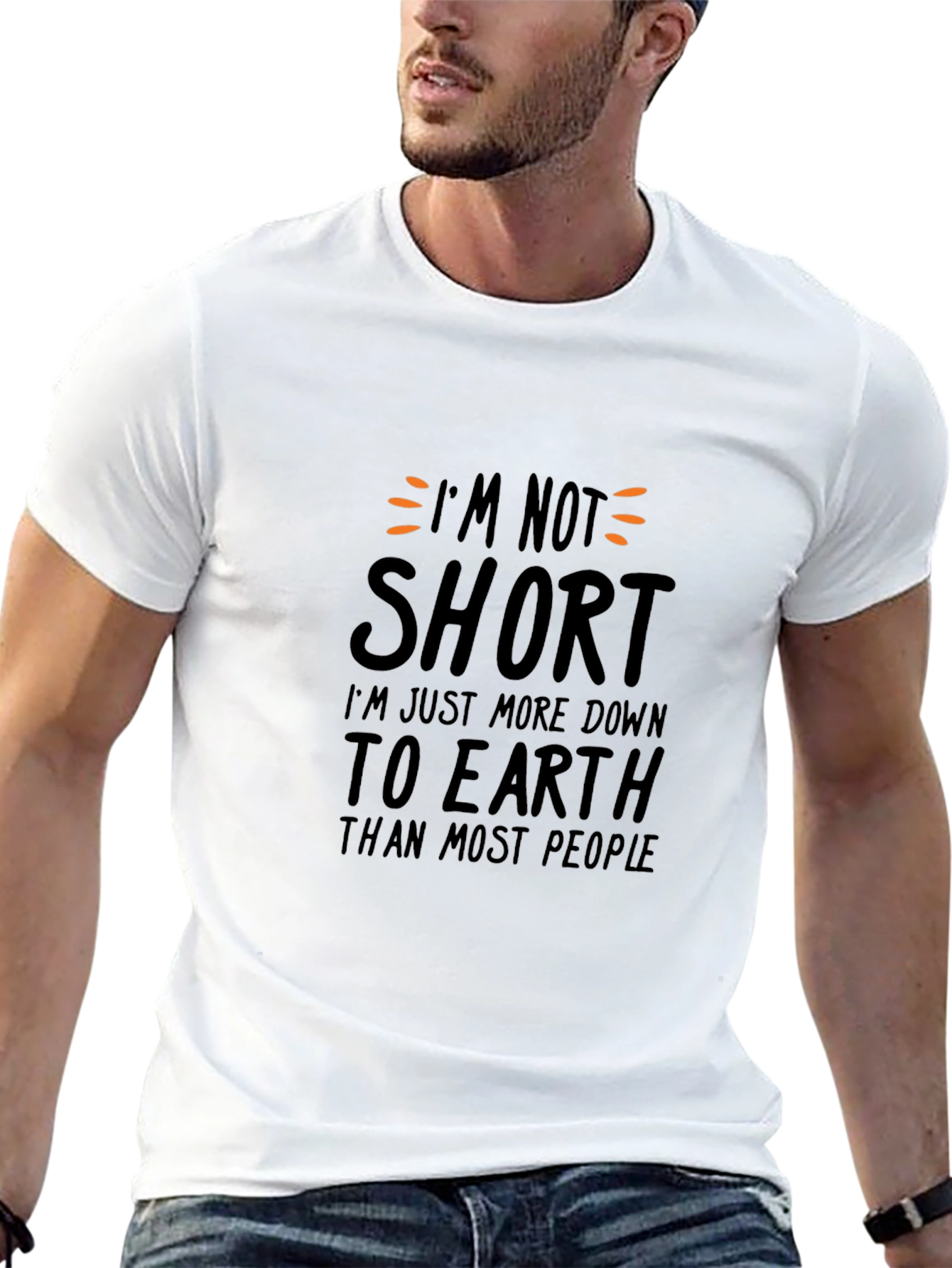 Funny Im Not Short Black Graphic T-Shirt