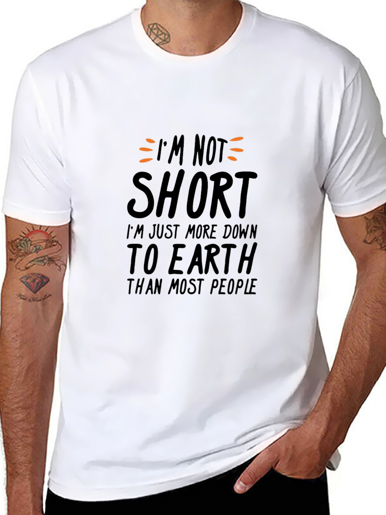 Funny Im Not Short Black Graphic T-Shirt