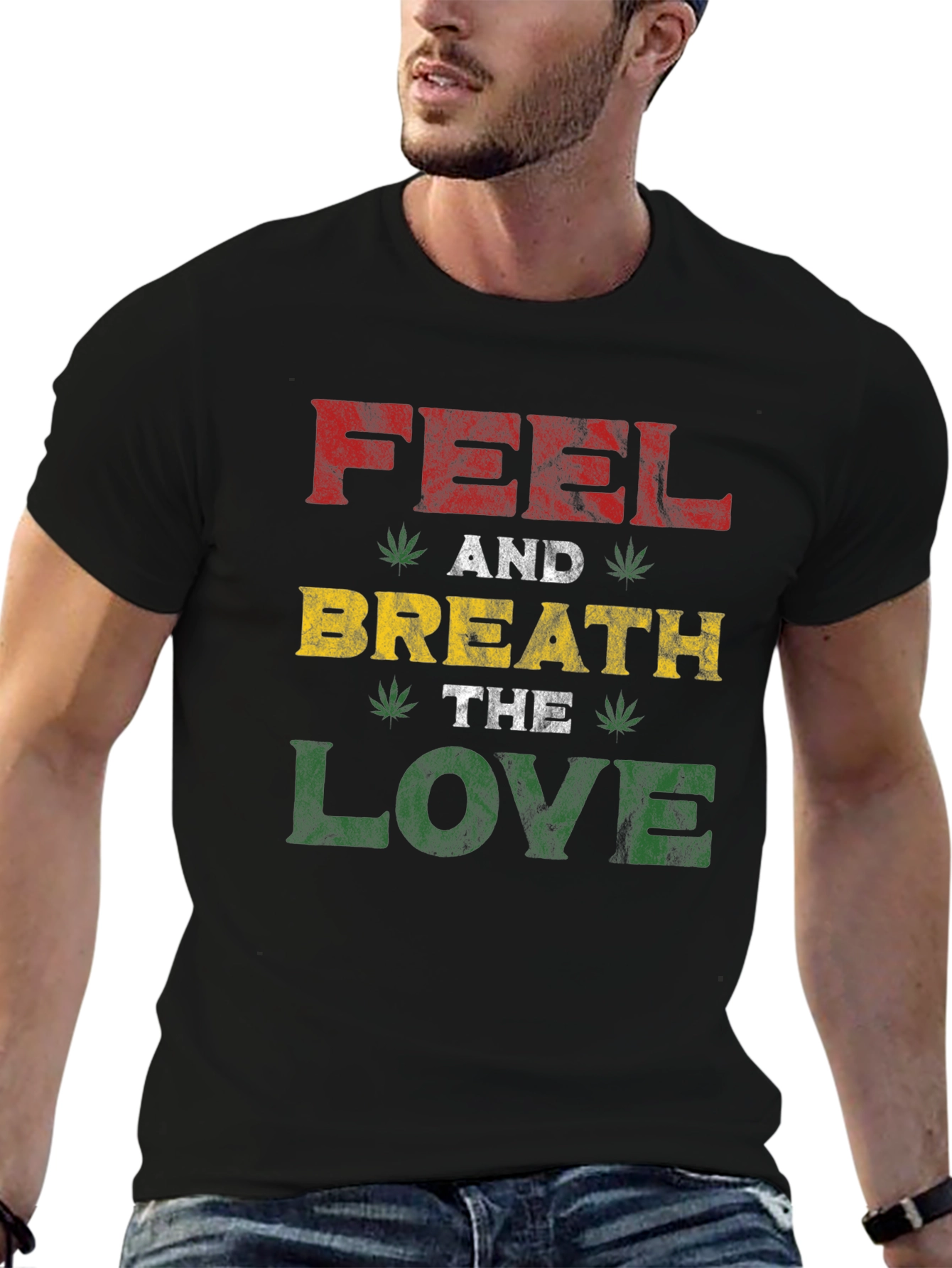 Rasta Feel and Breath the Love Graphic T-Shirt