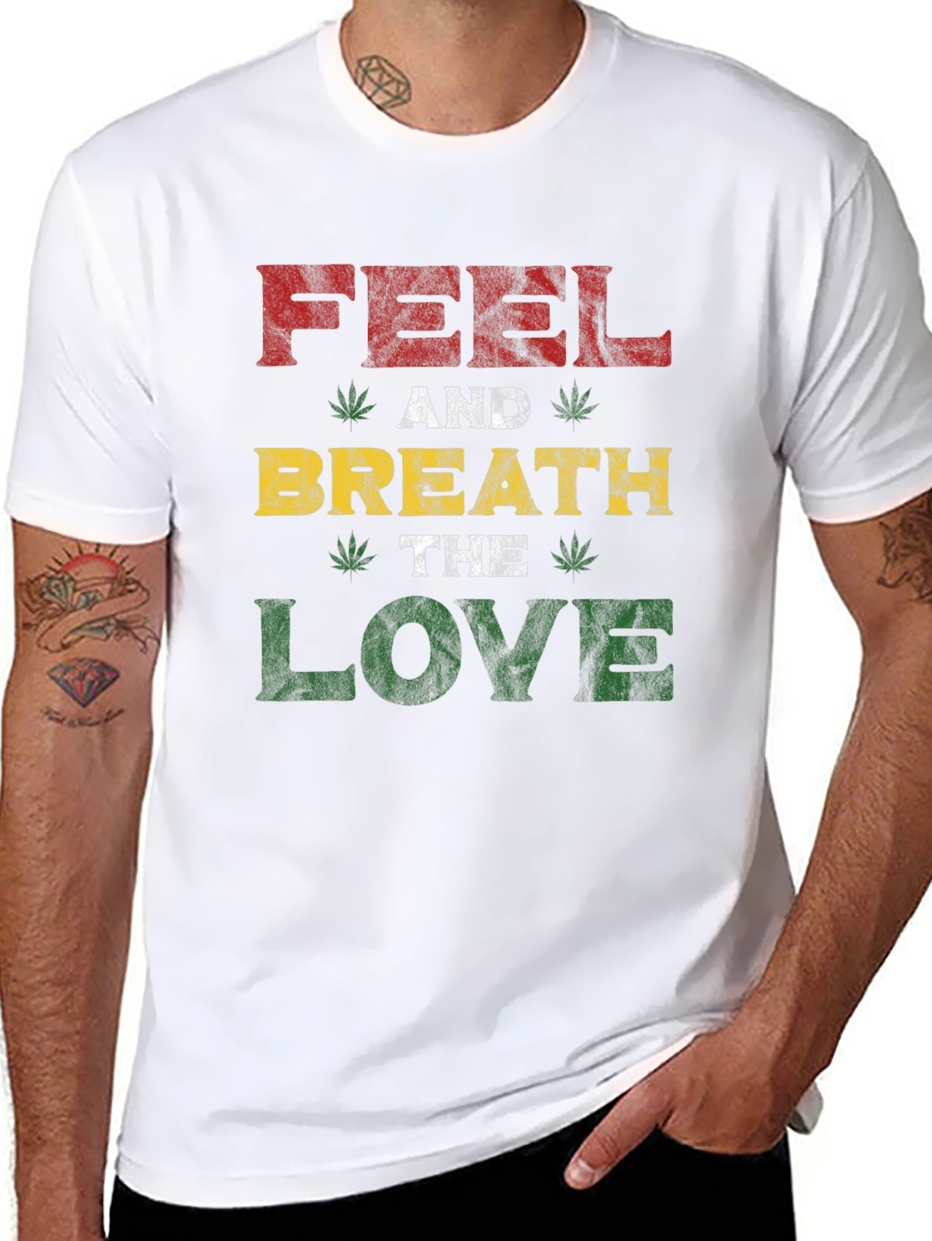 Rasta Feel and Breath the Love Graphic T-Shirt