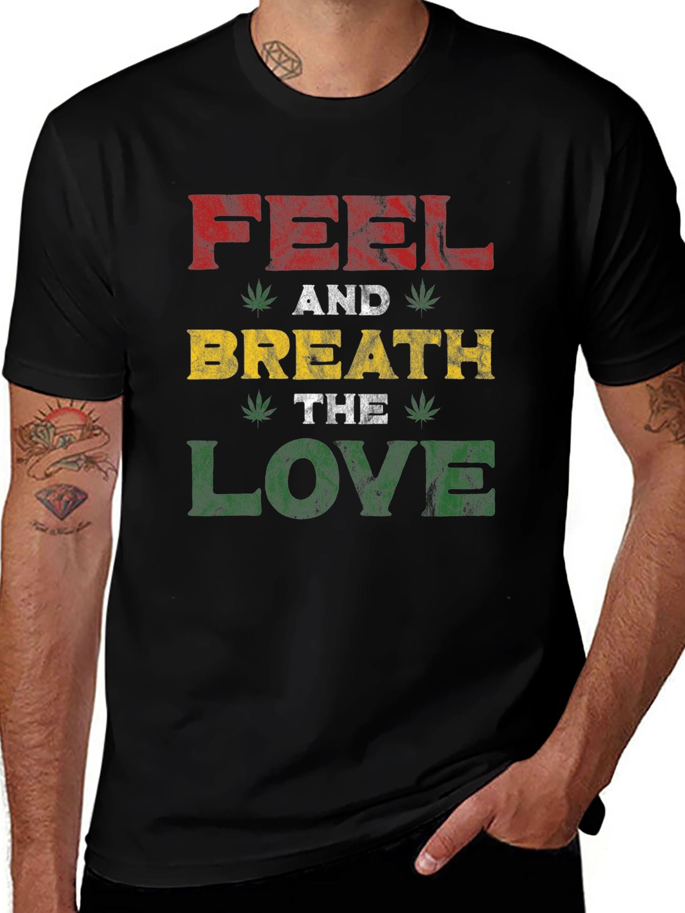 Rasta Feel and Breath the Love Graphic T-Shirt