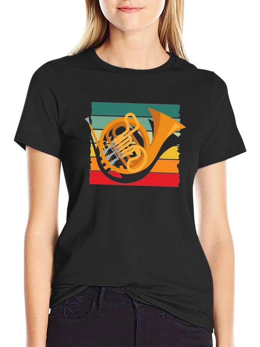French Horn Retro T-Shirt Music Lover Tee