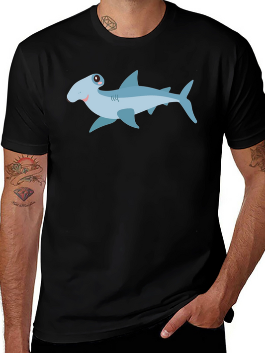 Cartoon Shark Graphic Tee - Mens Black T-Shirt