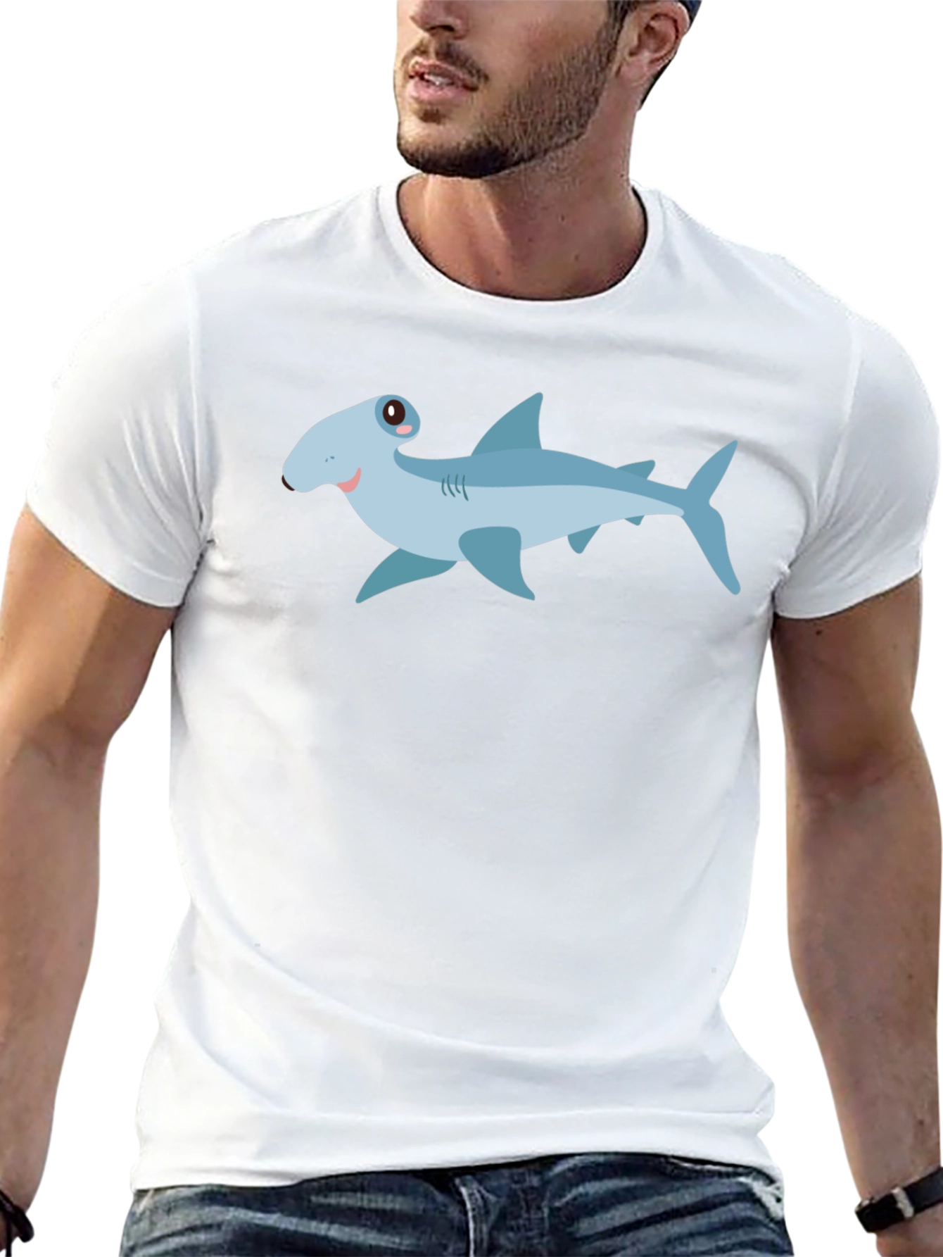 Cartoon Shark Graphic Tee - Mens Black T-Shirt