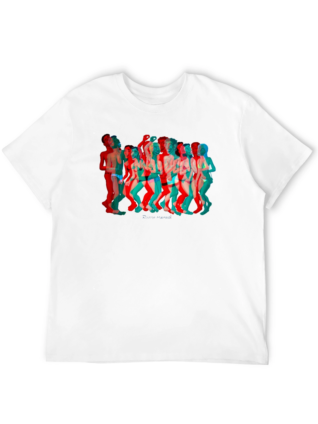 Retro 3D Crowd Graphic Black Tee