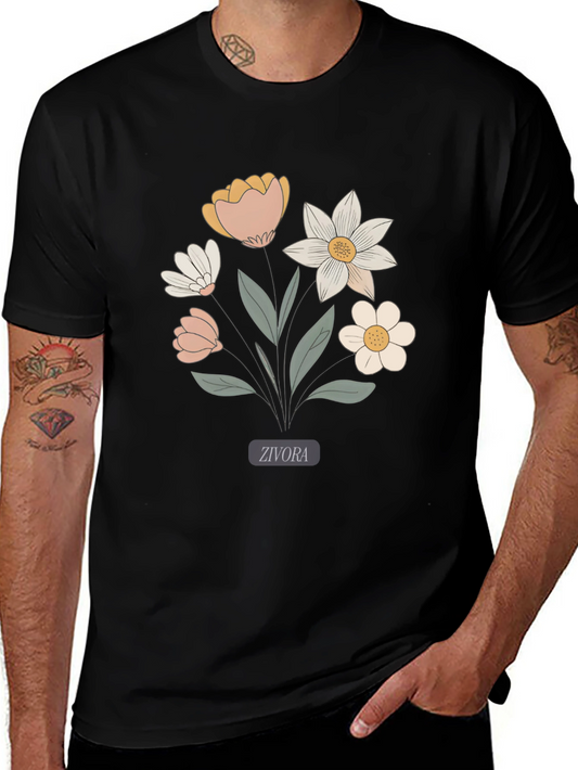 Floral Graphic Print Tee - Soft Cotton Comfort