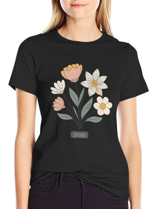 Floral Graphic Print Tee - Soft Cotton Comfort