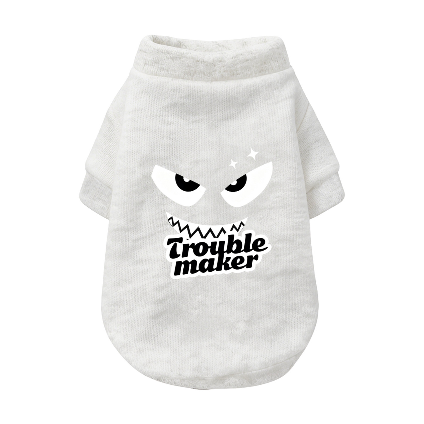 Trouble Maker Spooky Monster Face Cool Dog Cardigan Sweater