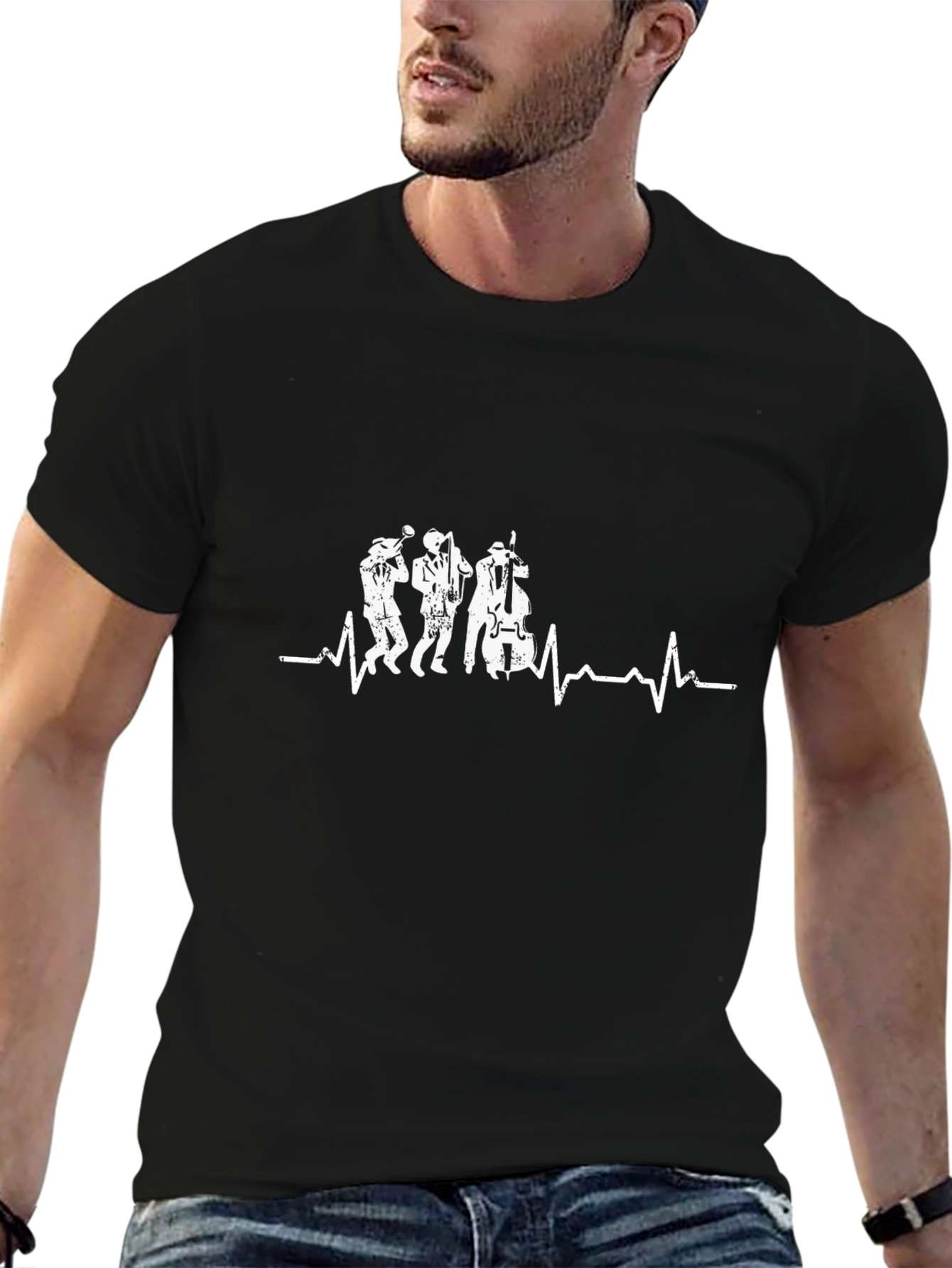 Jazz Heartbeat Tee - Black Music Lover T-Shirt