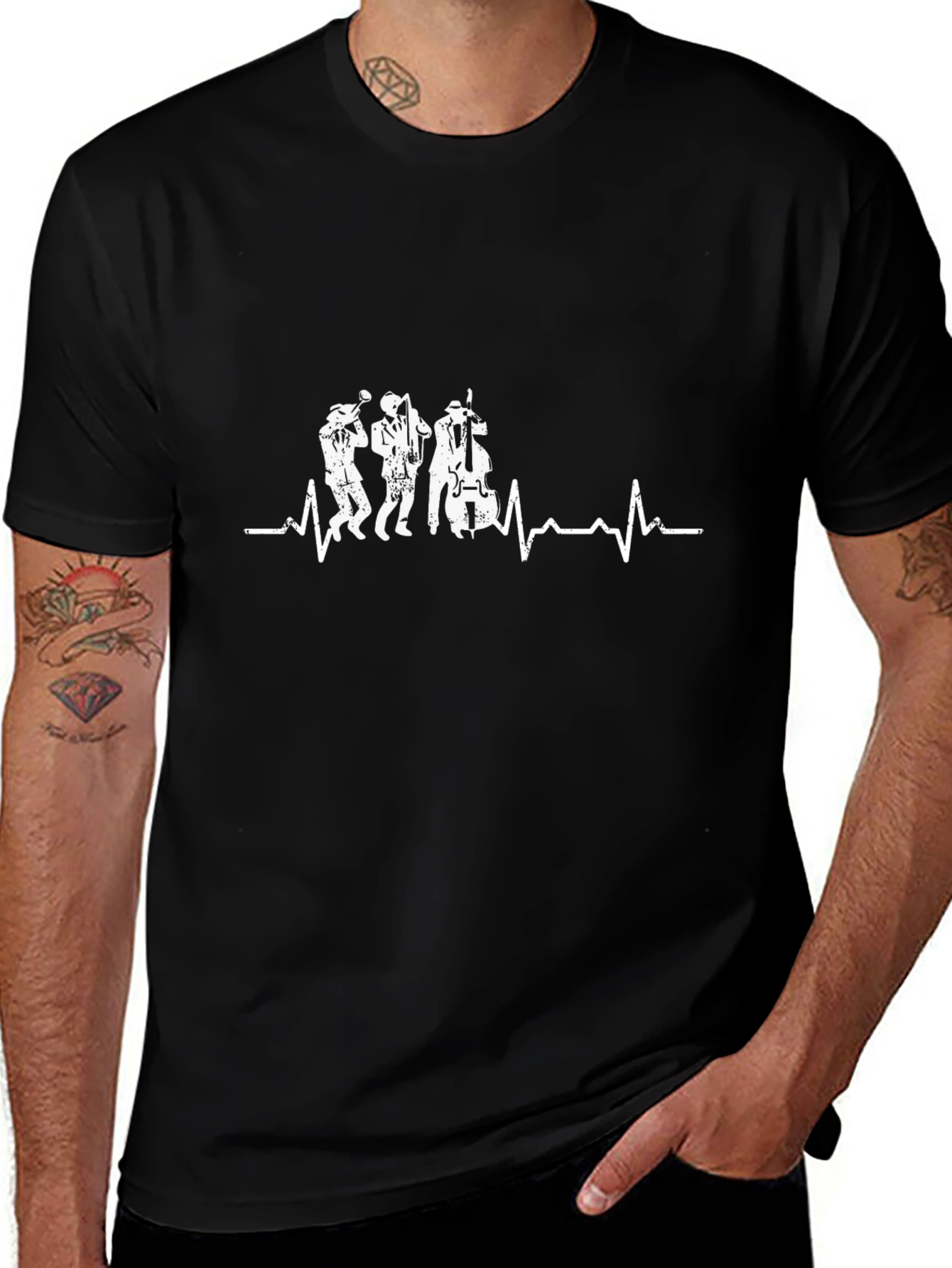 Jazz Heartbeat Tee - Black Music Lover T-Shirt