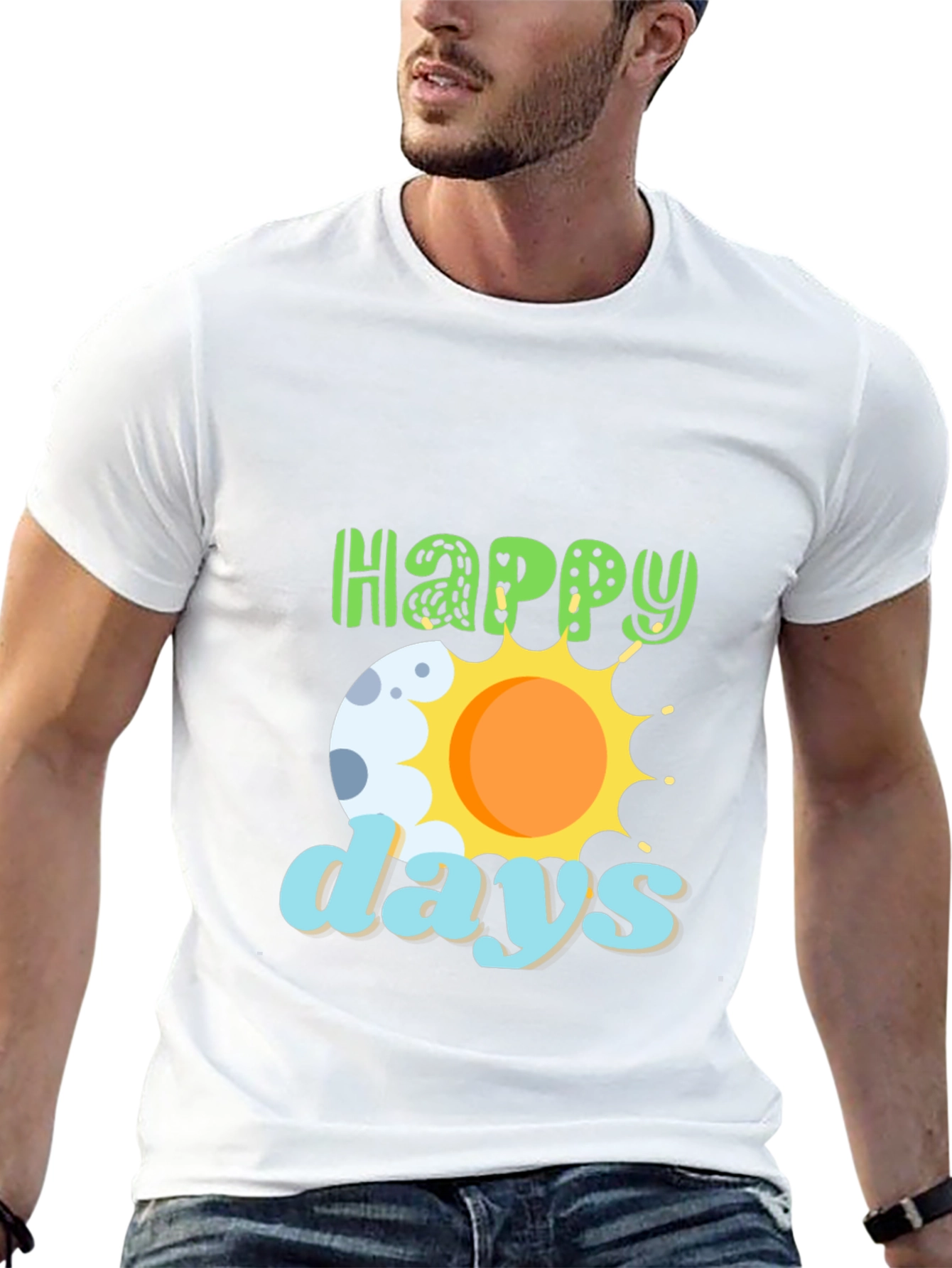 Happy Days Graphic T-Shirt - Trendy Crew Neck Tee