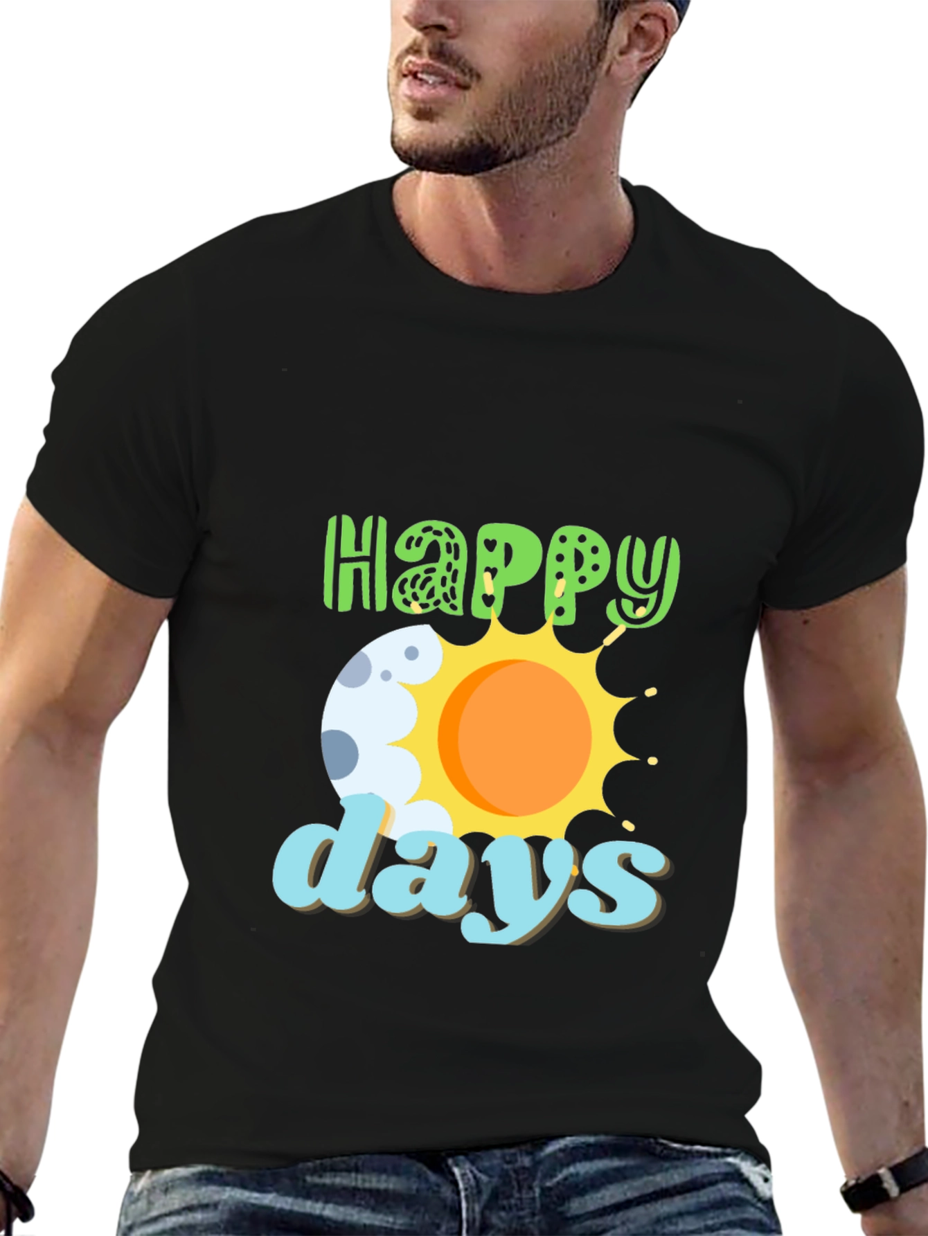 Happy Days Graphic T-Shirt - Trendy Crew Neck Tee