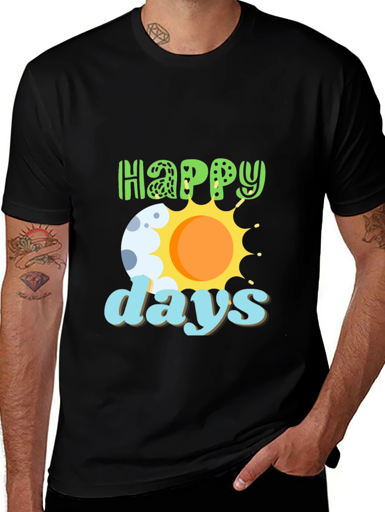 Happy Days Graphic T-Shirt - Trendy Crew Neck Tee