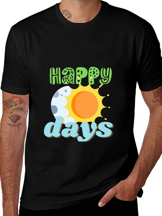 Happy Days Graphic T-Shirt - Trendy Crew Neck Tee