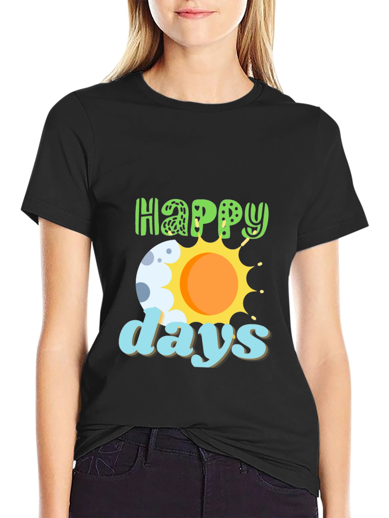 Happy Days Graphic T-Shirt - Trendy Crew Neck Tee