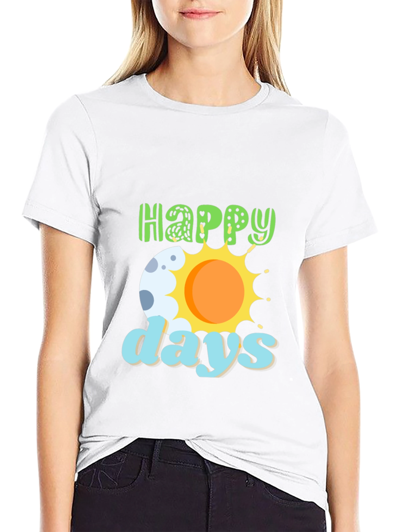 Happy Days Graphic T-Shirt - Trendy Crew Neck Tee