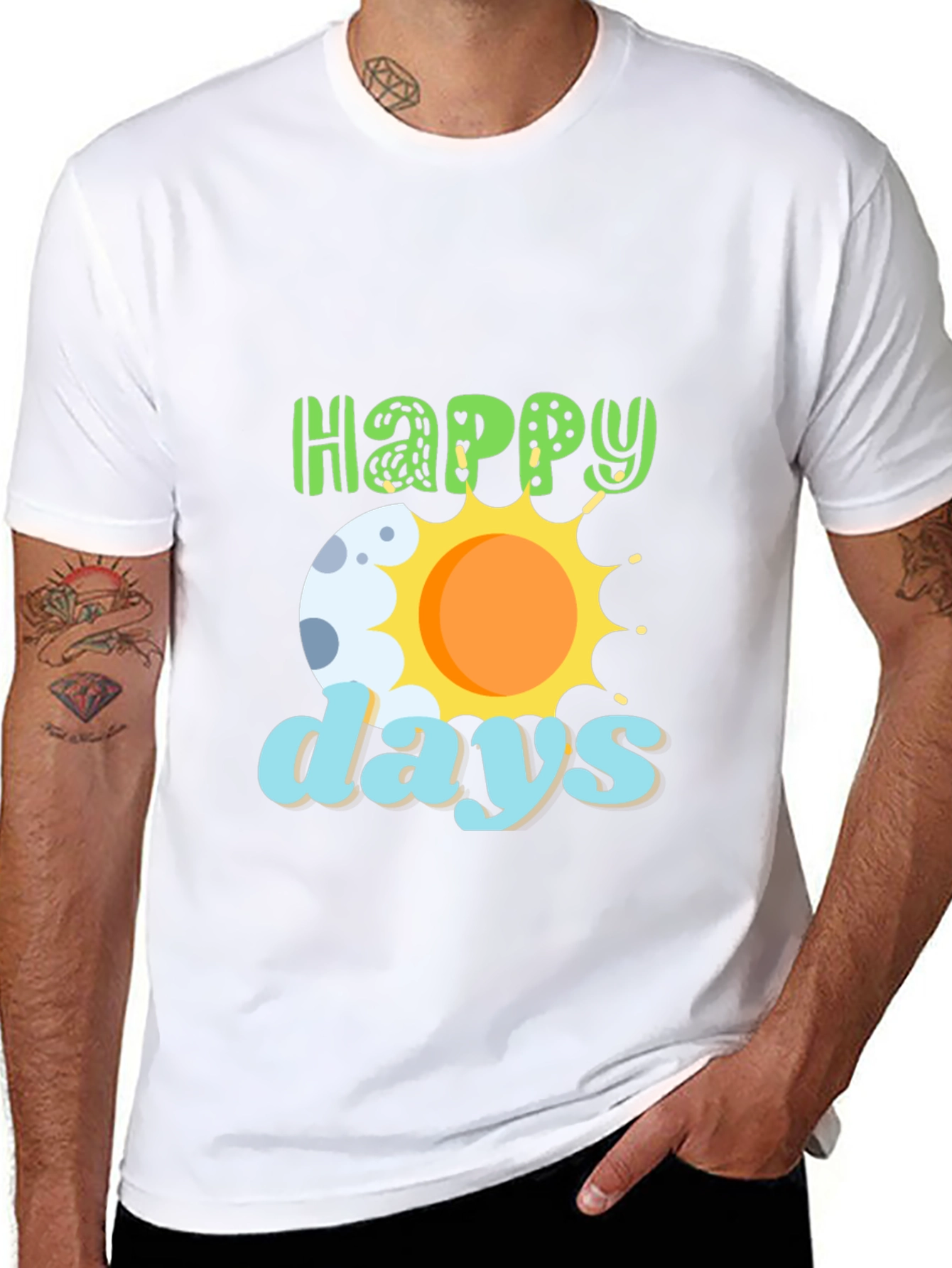 Happy Days Graphic T-Shirt - Trendy Crew Neck Tee