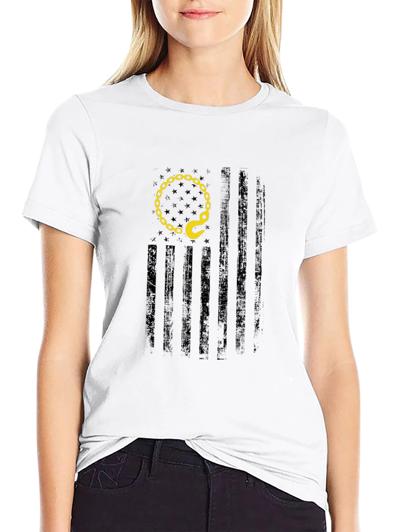 Tow Truck Driver American Flag Graphic T-Shirt