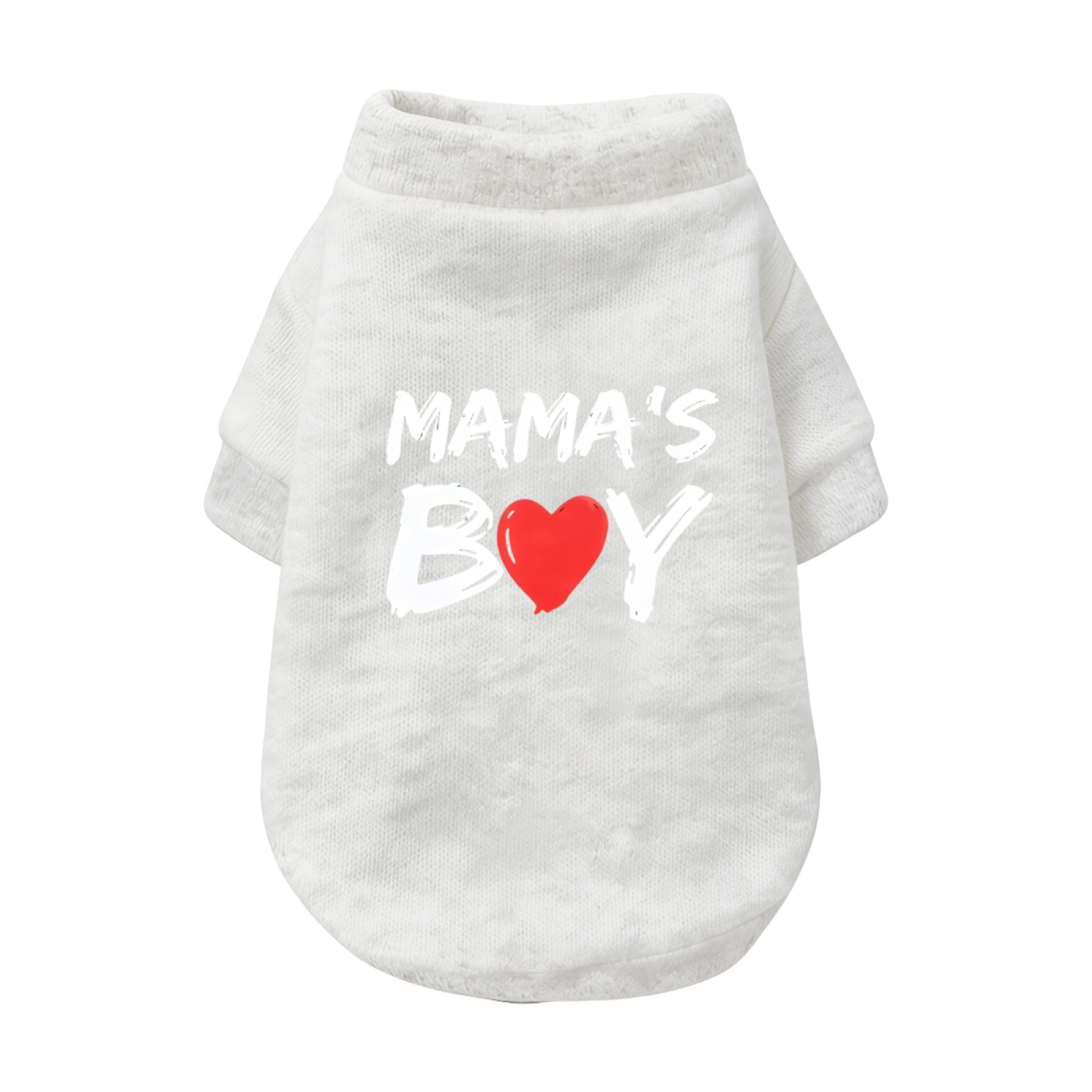 MAMA'S BOY Red Heart Brush Font Dog Black Sweater