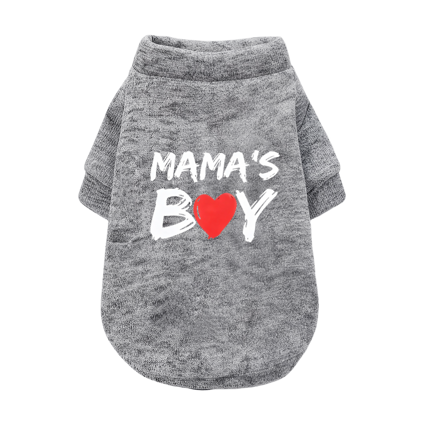 MAMA'S BOY Red Heart Brush Font Dog Black Sweater