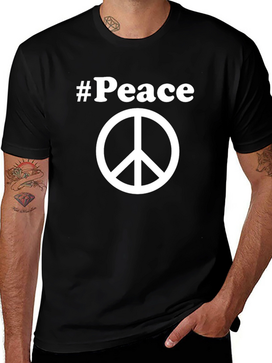 #Peace Black T-Shirt with Peace Sign - Casual Wear