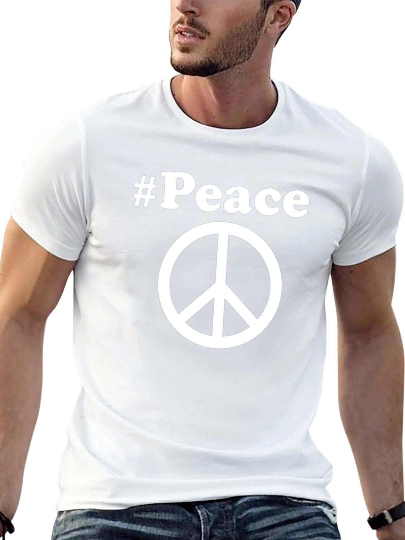 #Peace Black T-Shirt with Peace Sign - Casual Wear