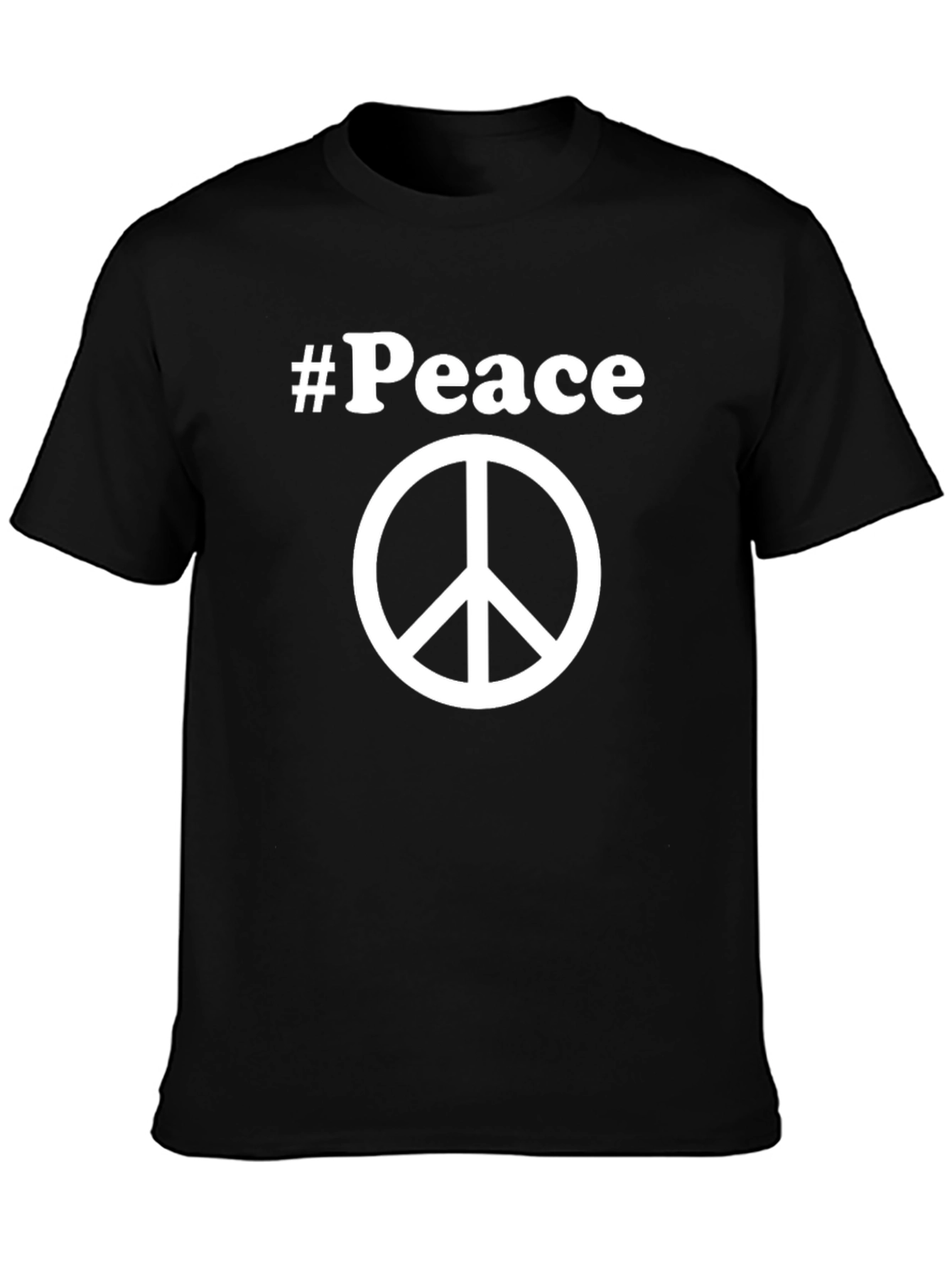 #Peace Black T-Shirt with Peace Sign - Casual Wear