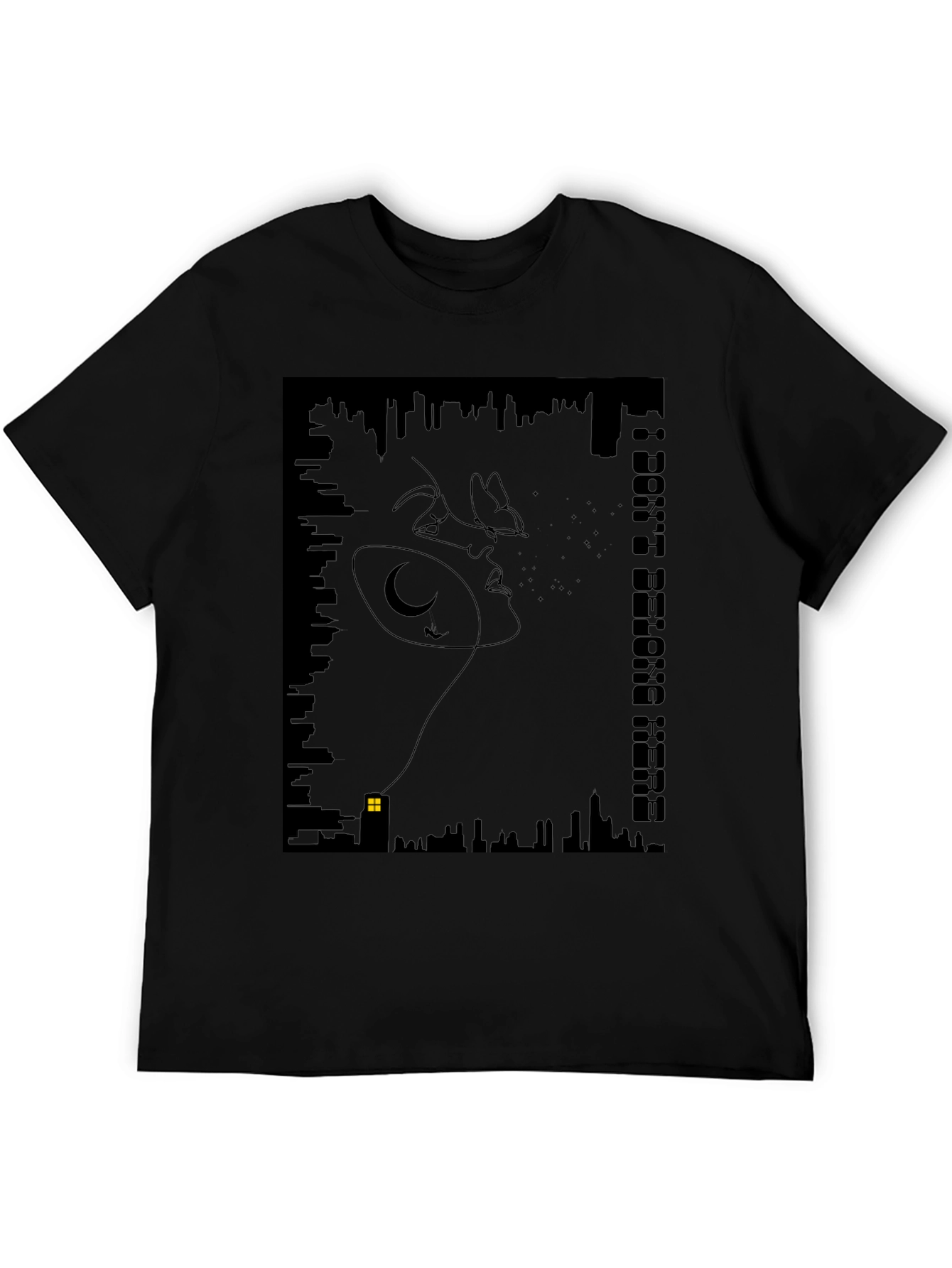 Abstract Cityscape Graphic Tee - Modern Black T-Shirt