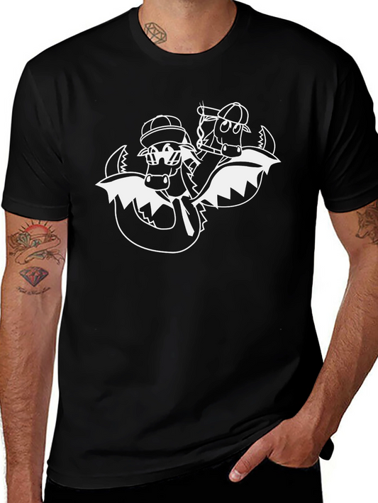 Cool Dragon Cartoon Black T-Shirt