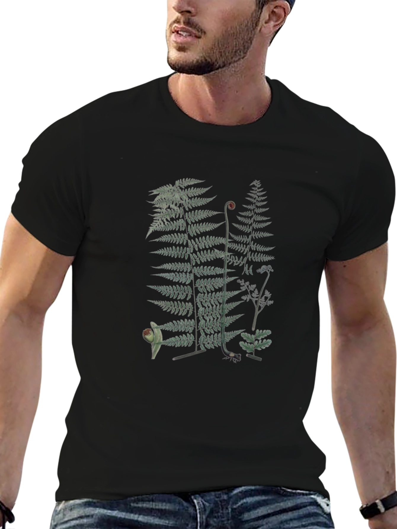 Fern Print Black T-Shirt