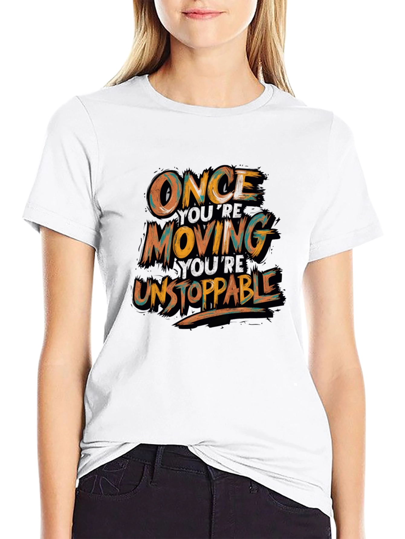 Motivational Black T-Shirt - Once Youre Moving