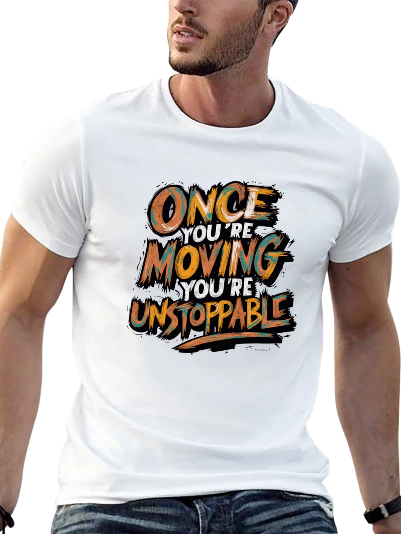 Motivational Black T-Shirt - Once Youre Moving