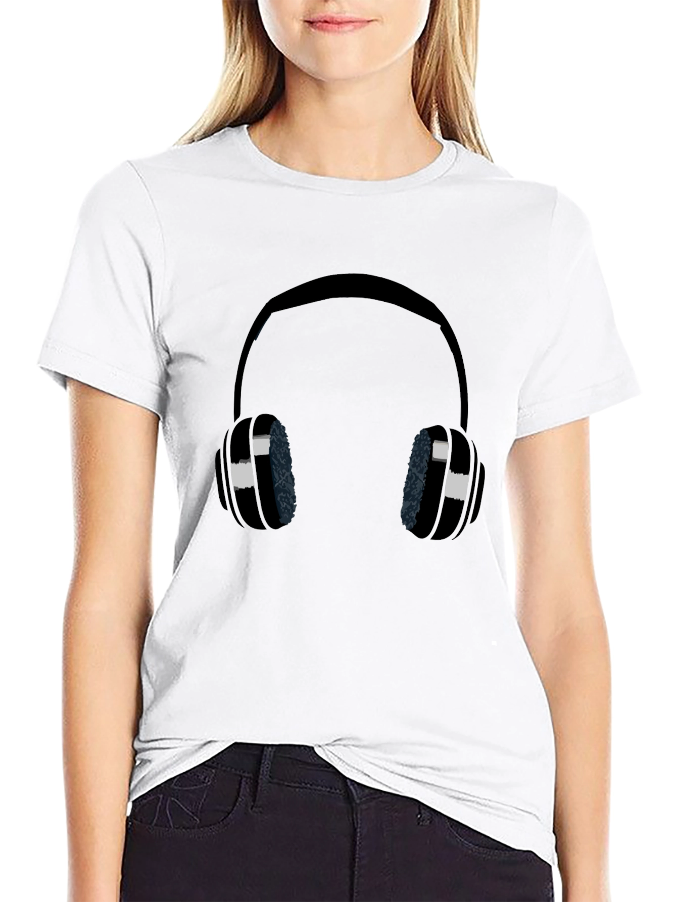 Headphones Graphic Black T-Shirt